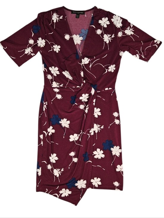 Banana Republic Dresses & Skirts - Banana Republic Women's XXSP Burgundy Floral Twist-Front Asymmetrical Dress